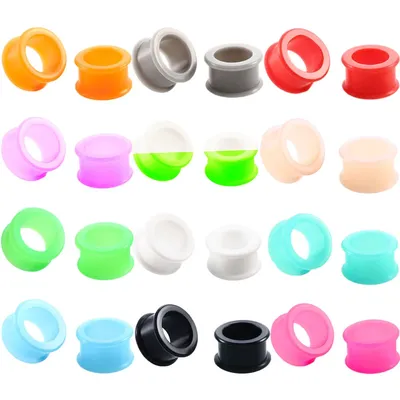 1 Pair Ear plugs High Quality piercing Thin Silicone Flexible Body Jewlery Gauges 3-25mm Skin Tunnel