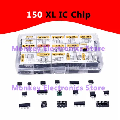 150pcs Integrated IC Circuits Chips Boxed PC817 ICL7660 NE555 LM358 JRC4558 LM393 LM339 Repair