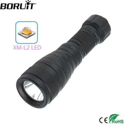 BORUiT DIV05 Scuba Diving Flashlight L2 LED IPX8 Waterproof Underwater 150M Torch Powered by 18650