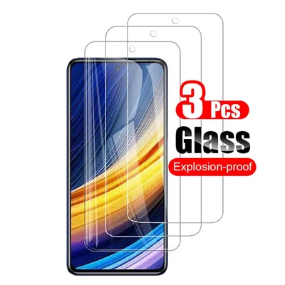 3Pcs Tempered Glass For Xiaomi Poco X3 M3 Pro Gaming Screen Protector Protective Film For Poco X3