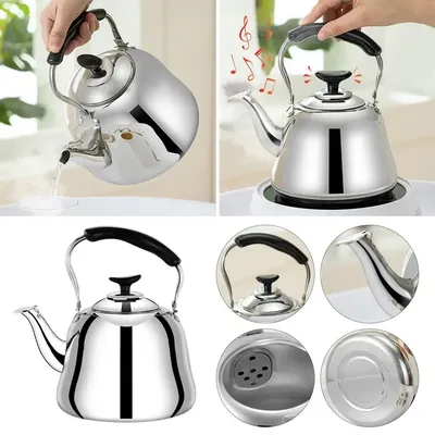 Stainless Steel Whistling Teakettle Fast Heating Base Large Capacity Water Kettles Thickened Gas