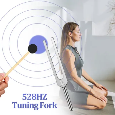 528Hz Tuning Fork Aluminum Alloy Tuning Fork For Sound Healing Meditation with Velvet Bag Hammer &