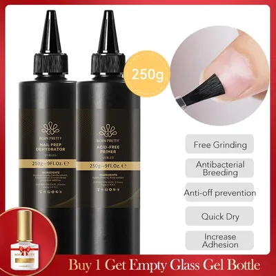 BORN PRETTY 250g Natural Nail Prep Dehydrator and No Acid Nail-Primer for Acrylic and Gel Nail