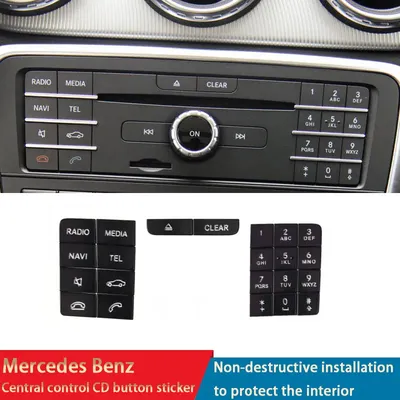 Black Car Central Control CD Number Keys Multimedia Volume ON Button Cover For Mercedes Benz GLA CLA