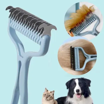 Cat Brush Pet Knot Comb 2 in 1 Dogs Cat Fur Knot Cutter Pets Hair Removal Comb Dog Grooming Shedding