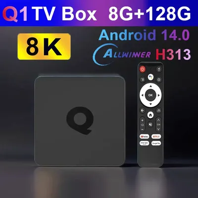 Android14 Smart TV Box Q1 Allwinner H313 Supports 2.4G&5G Dual Wifi 8K 64G 128G Rom Google Media