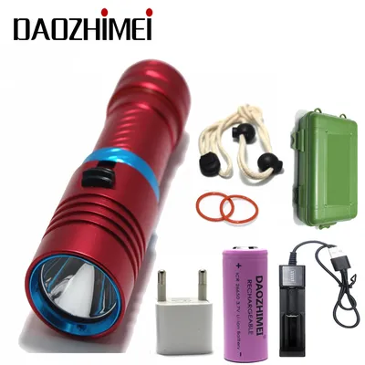 IPX8 Waterproof Dive Underwater 100 Meter Professional Diving Flashlight Torches White/Yellow Lamp