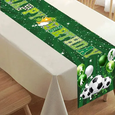 Soccer Balls Football Field Table Runners Holiday Party Decoration Washable Table for Dining