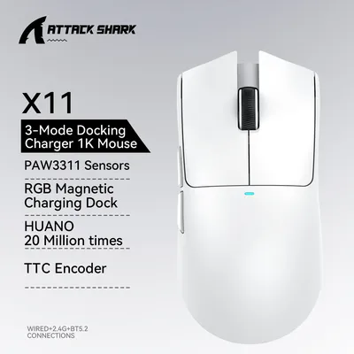 Attack Shark X11 PAW3311 22KDPI 400IPS Wireless Mouse ,Tri-Mode Connection 2.4GHz/Wired/Bluetooth