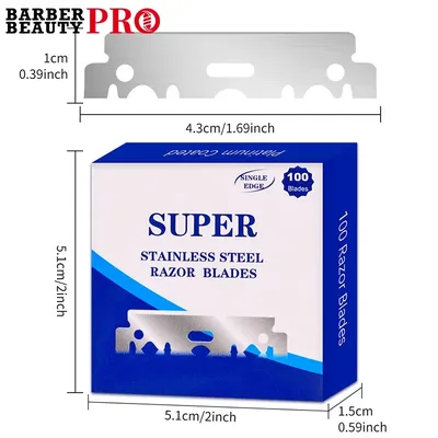 100PCS Single-sided Razor Blades Men's Safety Shaver Stainless Steel Manual Razor Blade Barbershop Styling Shaving Supplies
