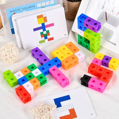 Magic Cube Puzzle Building Blocks Kindergarten Educational Color Recognition DIY Building Blocks