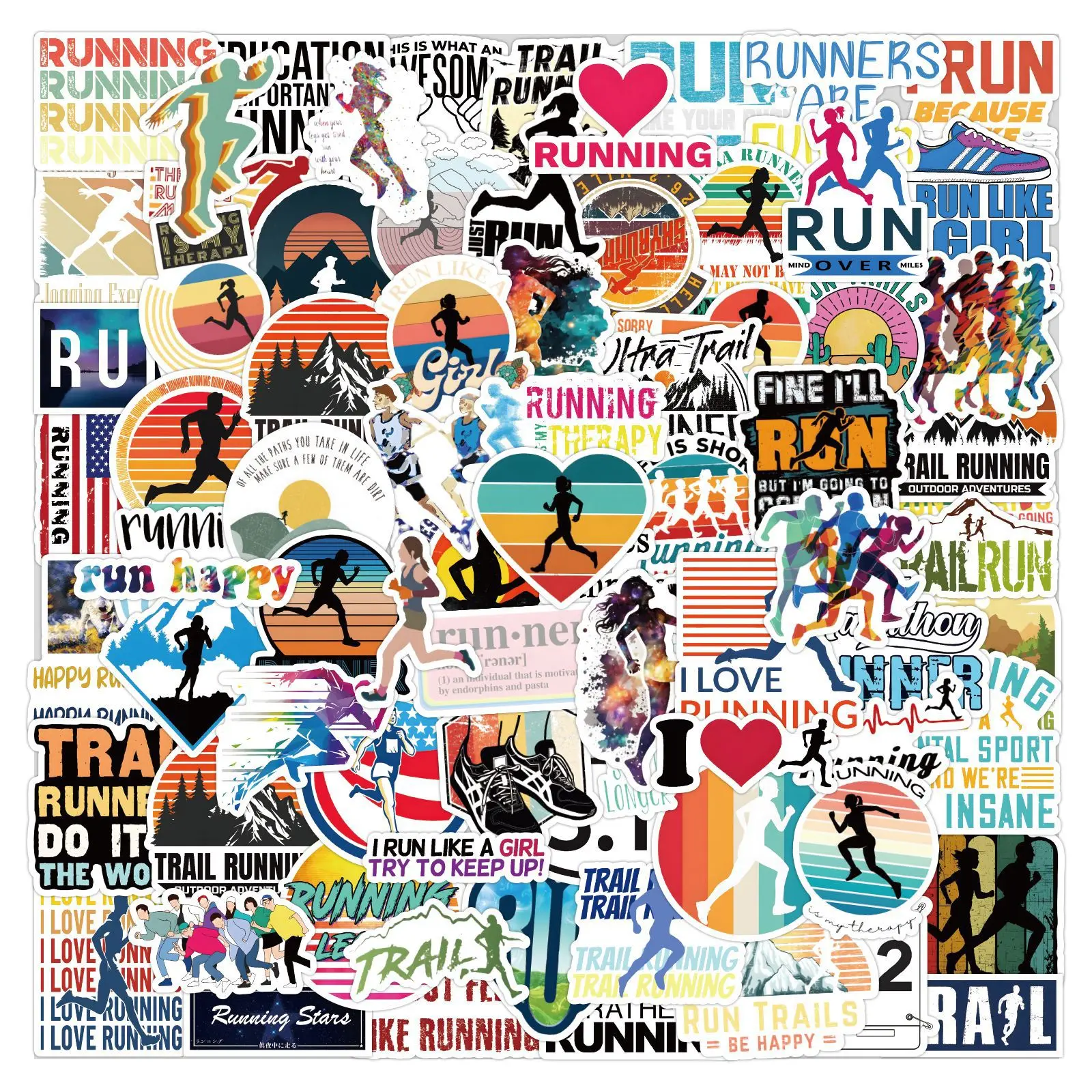 10/50/105PCS Track and Field Athletics Stickers Cartoon Running Sports Outdoor and Indoor Scrapbook Sticker DIY Cup Kids Toys