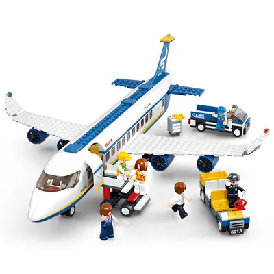 NEW MOC City Plane Airliner Super Helicopter Aircraft Engineer Airport Famous Building Blocks Bricks