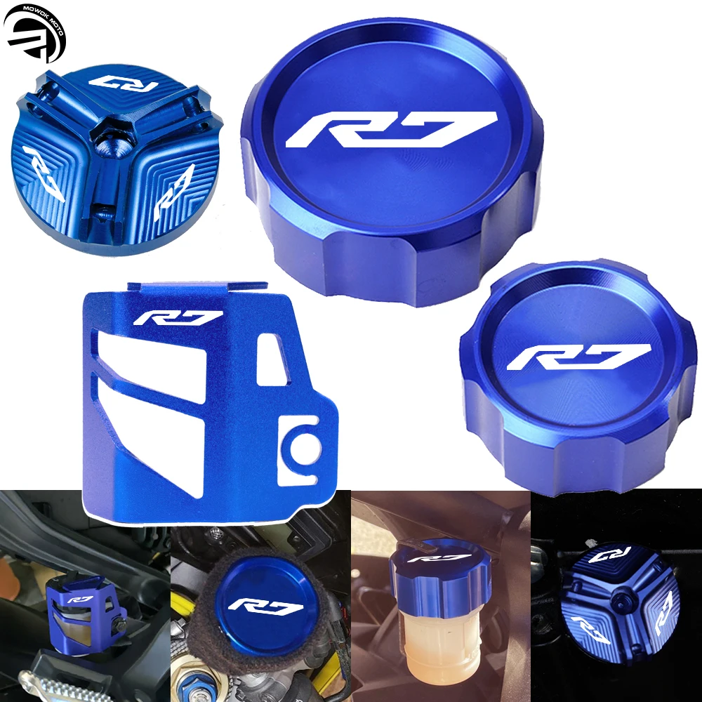 For Yamaha YZFR7 YZF R7 YZF-R7 2021-2024 2023 Motorcycle Front Rear Brake Fluid Reservoir Cover Guard Protector Oil Filler Cap