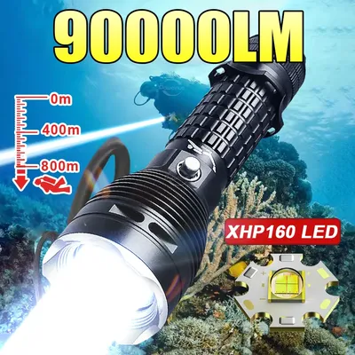 9000LM Upgrade XHP160 Diving Flashlight Powerful Profession Underwater Lantern Rechargeable Dive