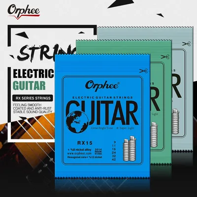 Orphee Electric Guitar Strings Set RX Series Hexagonal Carbon Steel 6 String for Electric Guitar