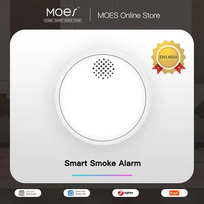 MOES ZigBee Smart Wireless Smoke Detector Fire 85dB Sound Alarm Siren Sensor Smart Safety Protection