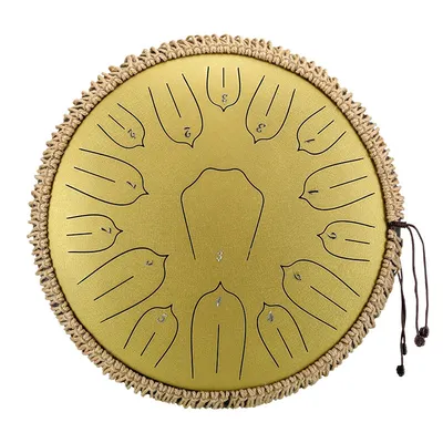 Hluru Music Drum 13 Inch 15 Notes Glucophone Steel Tongue Drum 15 Notes D Tone Ethereal Drum