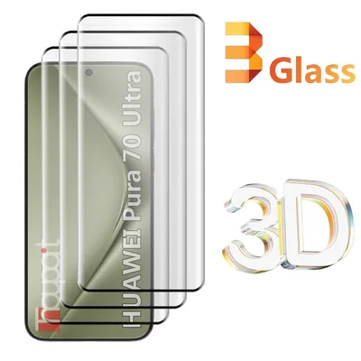 3Pcs 3D Tempered Glass For Huawei Pura 70 Ultra 70 Pro Screen Protector Full Cover Film For Huawei