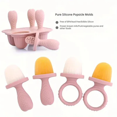 Baby Silicone Mold Set,Teething Teether,Perfect for Freezing Breast Milk, Formula & Smoothies -