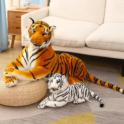 50/75cm Lifelike Tiger Plush Toys Soft Wild Animals Simulation White Brown Tiger Doll Children Kids Birthday Gift