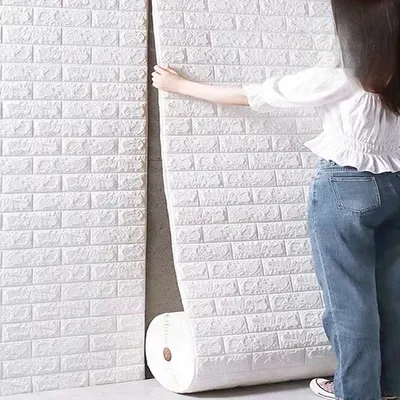 10M Self Adhesive Wallpaper 3D Wall Stickers Soft Foam Brick White Vintage Wall Living Bedroom Home