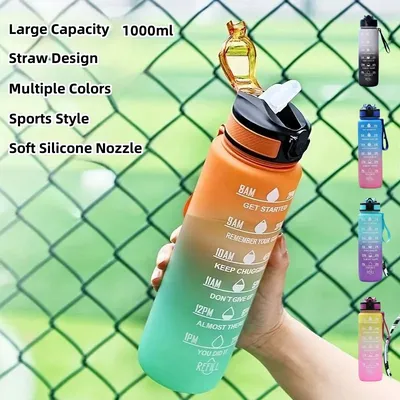 Gradient Color 1000ml Large Capacity Outdoor Sports Plastic Cup, Bouncing Suction Nozzle, Space Cup