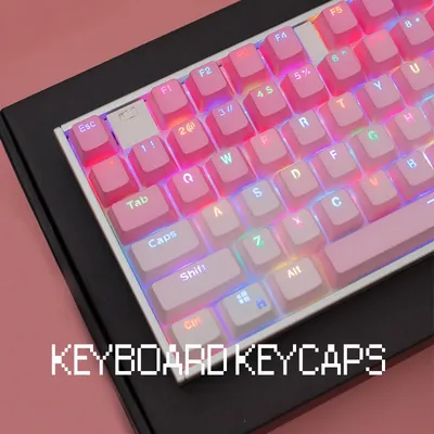 104 Keys Double Shot PBT Keycaps Pink Translucent OEM Profile Keycaps for Mechanical Keyboard Custom