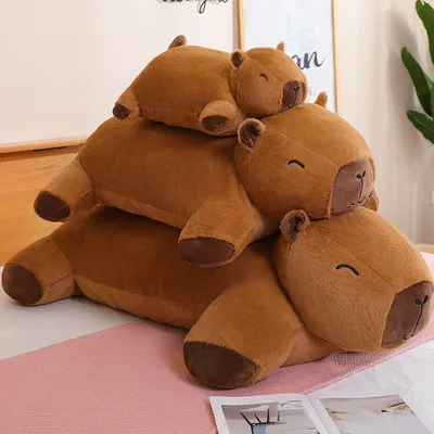 Giant Kawaii Capybara Plush Toys Soft Floor Mat Cushion Animal Brown Capybara Fluffy Carpet Gifts