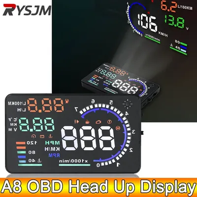 ADQ 5.5'' OBD2 HUD A8 Car Head Up Display Digital Speedometer Tachometer Windshield Speed Projector