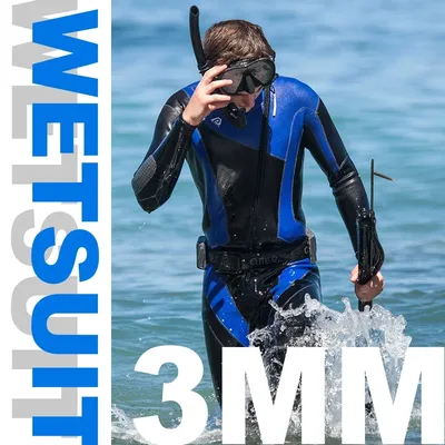 3mm Neoprene Men's Patchwork Color Wetsuit One-piece Long-sleeved Women's Swimsuit Cold Warm