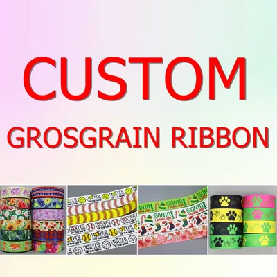 DHK 50yards 100yards Heat Transfer Custom Ribbon Printed Grosgrain DIY Craft Decoration S819