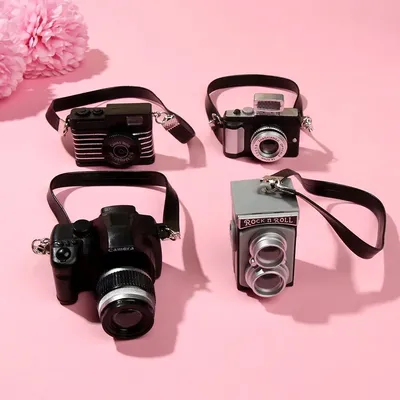 1 Pc Miniature Camera Toys With Black Belt Shutter And Flash Mini SLR Digital Camera Model Kids Toys