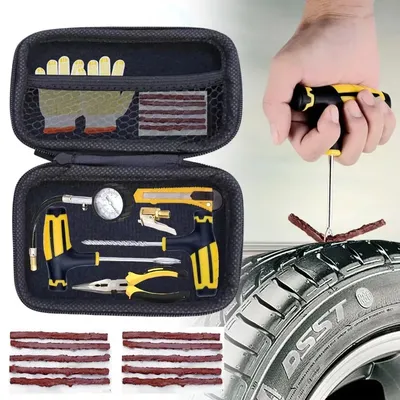 23pcs/42pcs Car Tire Repair Kit, Puncture Plug Tools Tyre Puncture Emergency For Tire Strips