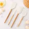 2Pcs/Set White Silicone Cream Spatula Non-stick Pastry Blenders Wood Handle Chocolate Butter Baking