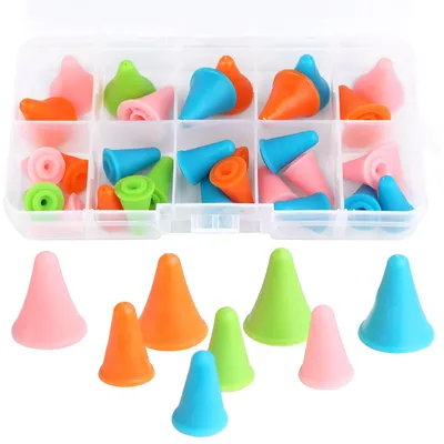 IMZAY 10/20/30 Pcs Mixed Color Sewing Needle Finger Protector Knitting Needles Point Stoppers With Plastic Box Knit Needle Tip