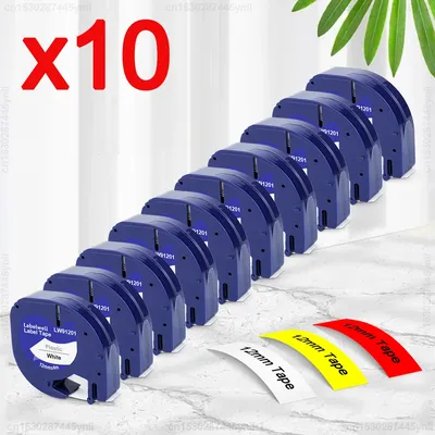 2/5/10Pcs 91201 91202 12267 12mm LT Tape Compatible for Dymo Letratag 91221 91331 91200 Label Tape