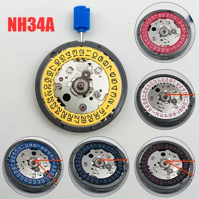 GMT NH34 Automatic Mechanical Movement Self Winding 8 Color 3H Datewheel 3/3.8 Crown High Precision