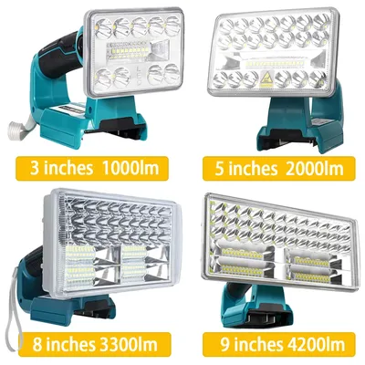 LED Flashlight Outdoor Cordless Work Light Spotlight for Makita 14.4V 18V BL1430 BL1850 BL1860B