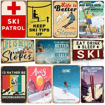 Ski Lift Loading and Unloading Wear-resistant Metal Signs Ski Loading and Unloading Area Wall