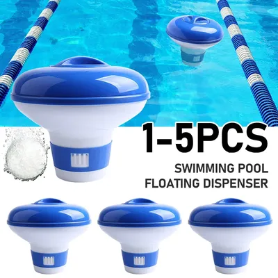 1-5pcs Floating Swimming Pool Chlorine Tablet Automatic Dispenser Pool Floating Dispenser Outdoor Pool Cleaning Supplies