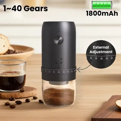 Portable 1800mAh Electric Coffee Bean Grinder 40 Gears External Adjustable Home Rechargeable