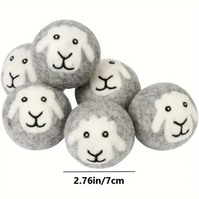 3/6pcs, Cute Wool Laundry Dryer Ball, Reusable Laundry Ball, Laundry Washing Ball For Washing
