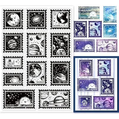 1 pc Space Planet Clear Stamps Planet Postage Stamp Transparent Silicone Stamps for DIY Scrapbooking