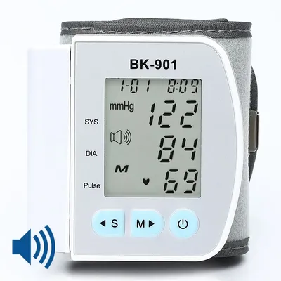 English Voice Broadcast Smart LCD Screen Wrist Blood Pressure Monitor Digital Automatic BP Tonometer