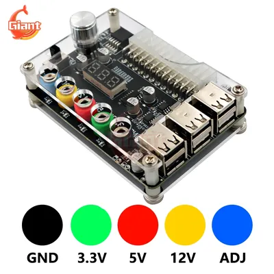 ATX Power Supply Breakout Board 24Pin USB 2.0 Power Supply Adapter Connector Module Adjustable