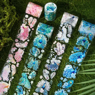 50mm*2m 1roll Peacock theme tape Sticker for Decorative Stick Labels Diary Album Scrapbooking