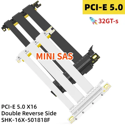 New Gen5.0 PCIe Riser Cable PCI Express 5.0 x16 Double Reverse High Speed GPU Extension Adapter ITX