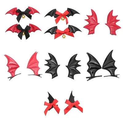 Cosplay Devil Hair Clips Cartoon Bat Wing Headwear for Halloween Party Devil Wing Hairpin Bangs