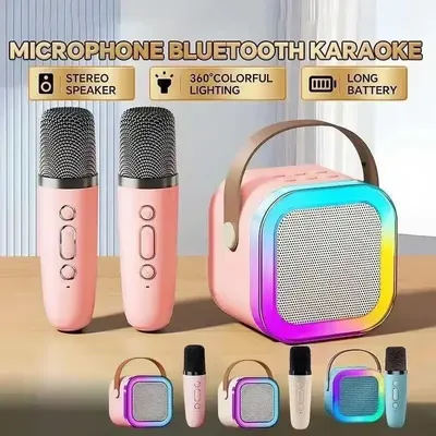 New K12 Karaoke Machine Portable Bluetooth Speaker With 1-2 Wireless Microphones HiFi Family Singing